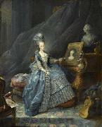 Marie Therese of Savoy, Countess of Artois pointing to a portrait of her mother and overlooked by abust of her husband unknow artist